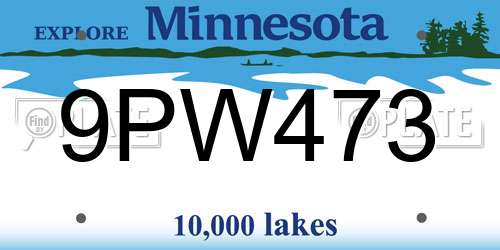 9PW473 Minnesota License Plate
