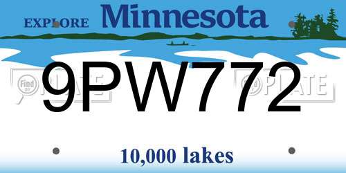 9PW772 Minnesota License Plate