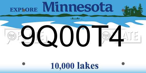 9Q00T4 Minnesota License Plate