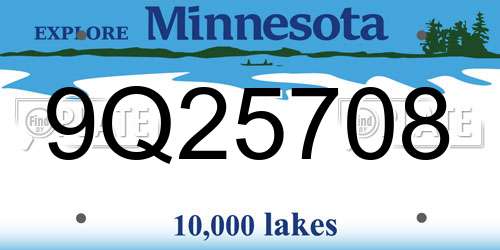 9Q25708 Minnesota License Plate