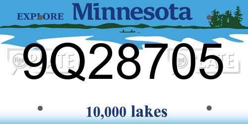 9Q28705 Minnesota License Plate