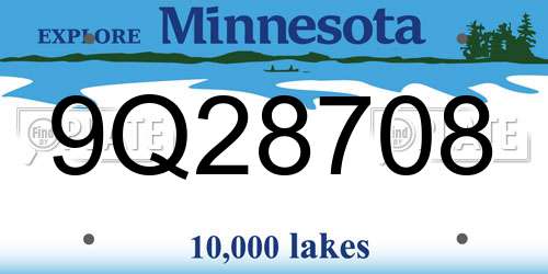 9Q28708 Minnesota License Plate