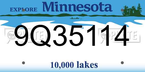 9Q35114 Minnesota License Plate