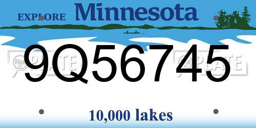 9Q56745 Minnesota License Plate