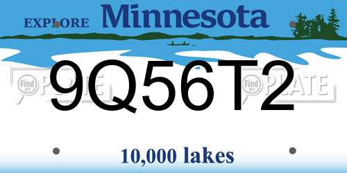 9Q56T2 Minnesota License Plate
