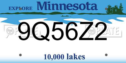 9Q56Z2 Minnesota License Plate