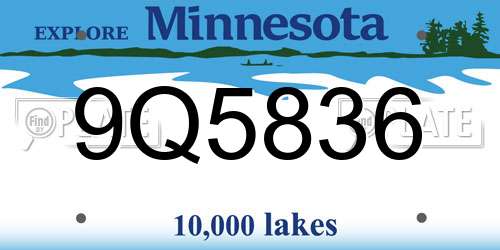 9Q5836 Minnesota License Plate
