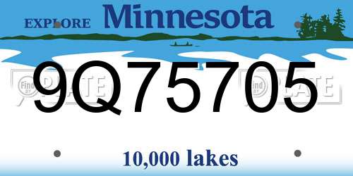 9Q75705 Minnesota License Plate