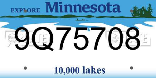 9Q75708 Minnesota License Plate