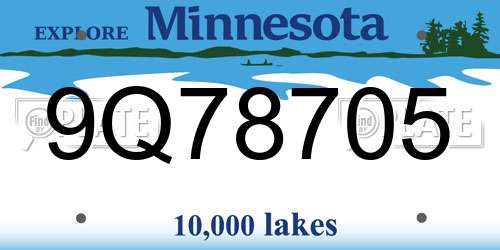 9Q78705 Minnesota License Plate