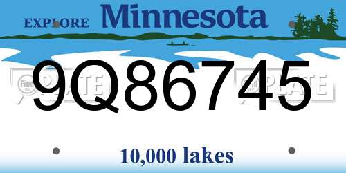 9Q86745 Minnesota License Plate