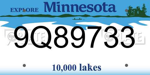 9Q89733 Minnesota License Plate