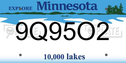 9Q95O2 Minnesota License Plate