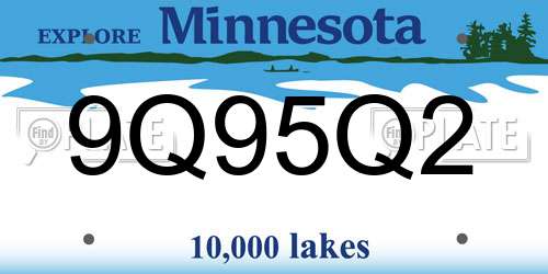 9Q95Q2 Minnesota License Plate