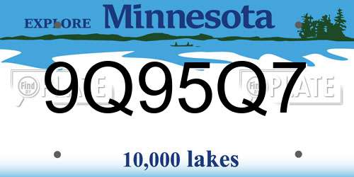 9Q95Q7 Minnesota License Plate