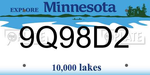 9Q98D2 Minnesota License Plate