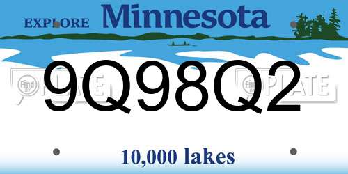 9Q98Q2 Minnesota License Plate