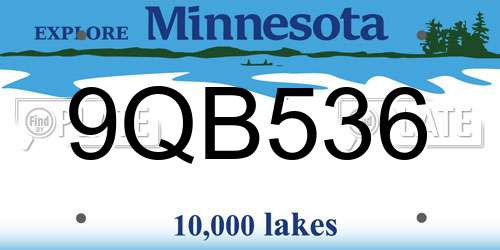 9QB536 Minnesota License Plate