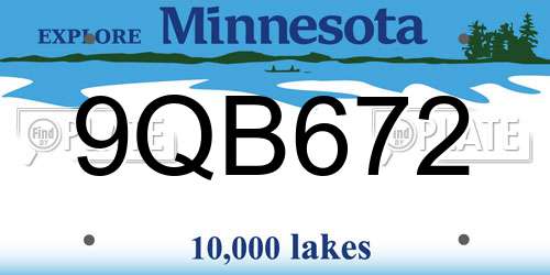 9QB672 Minnesota License Plate