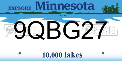 9QBG27 Minnesota License Plate
