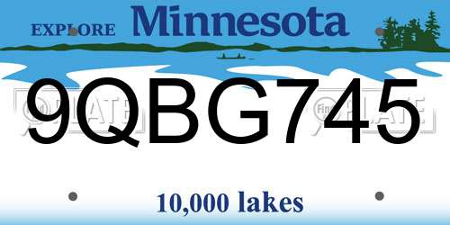 9QBG745 Minnesota License Plate