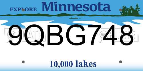 9QBG748 Minnesota License Plate