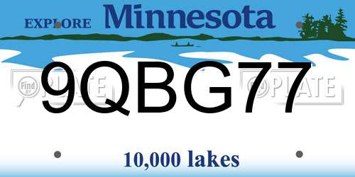 9QBG77 Minnesota License Plate