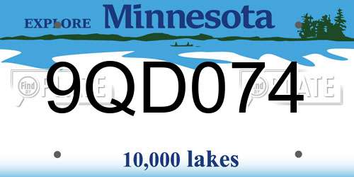 9QD074 Minnesota License Plate