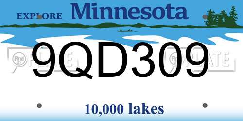 9QD309 Minnesota License Plate