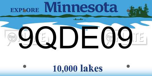9QDE09 Minnesota License Plate