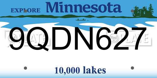 9QDN627 Minnesota License Plate