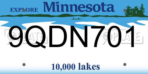 9QDN701 Minnesota License Plate