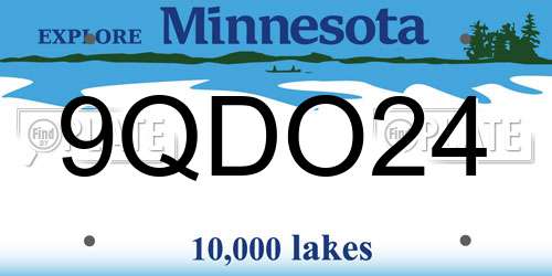 9QDO24 Minnesota License Plate