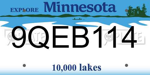 9QEB114 Minnesota License Plate