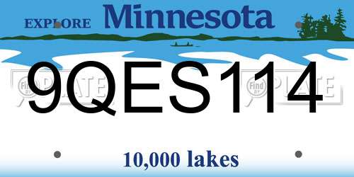 9QES114 Minnesota License Plate
