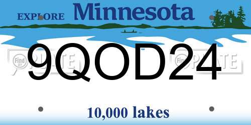 9QOD24 Minnesota License Plate