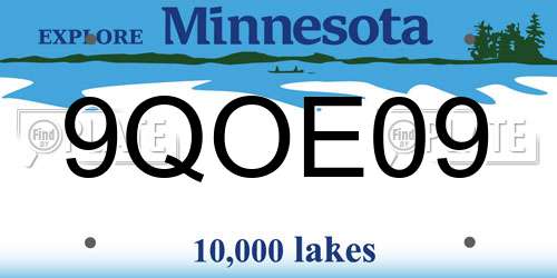9QOE09 Minnesota License Plate