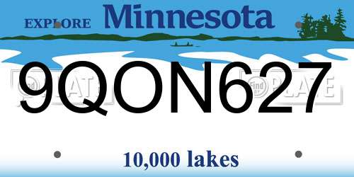 9QON627 Minnesota License Plate