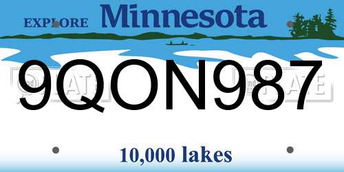 9QON987 Minnesota License Plate