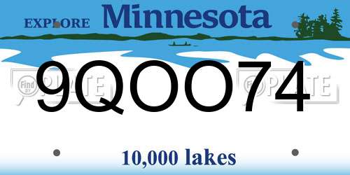 9QOO74 Minnesota License Plate