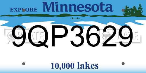 9QP3629 Minnesota License Plate