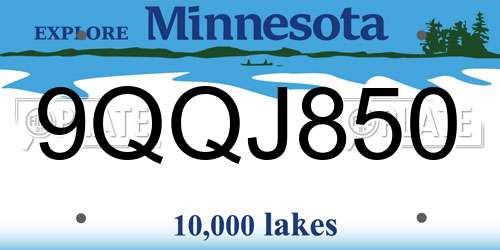 9QQJ850 Minnesota License Plate