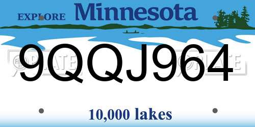 9QQJ964 Minnesota License Plate