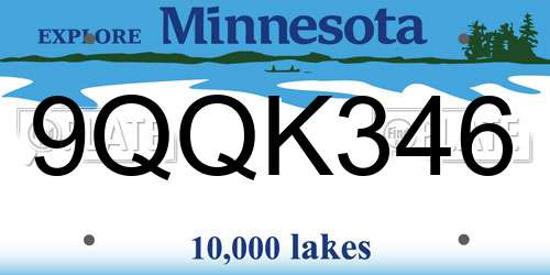 9QQK346 Minnesota License Plate