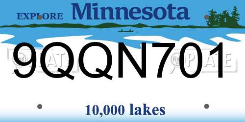 9QQN701 Minnesota License Plate
