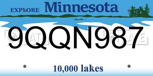 9QQN987 Minnesota License Plate