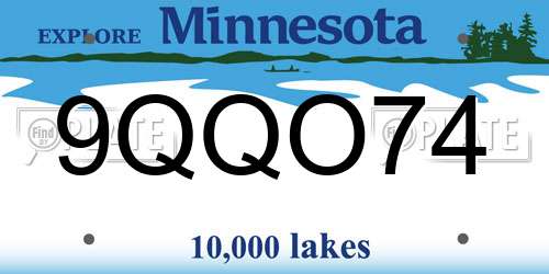 9QQO74 Minnesota License Plate