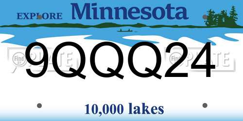 9QQQ24 Minnesota License Plate