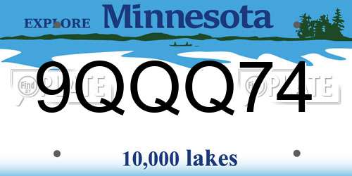 9QQQ74 Minnesota License Plate