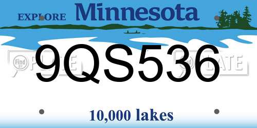 9QS536 Minnesota License Plate